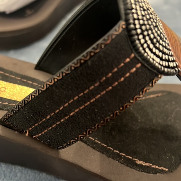 Grendha Womens Size 8 Brown Thong Platform Wedge Sandals Flip Flops Shoes - Picture 6 of 6